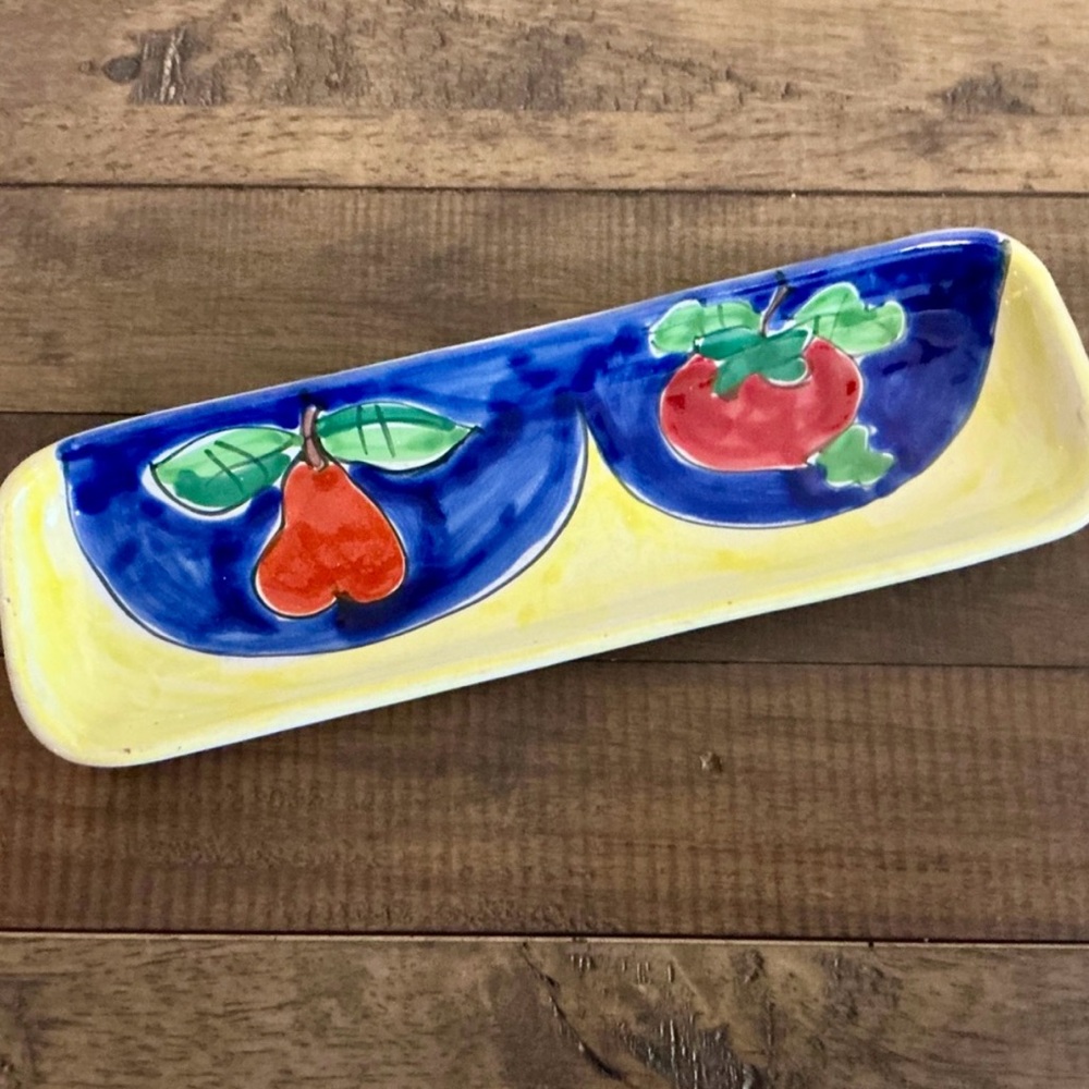 La Musa Bright Colorful Dish Hand Painted Decorative Multicolor Made In Italy